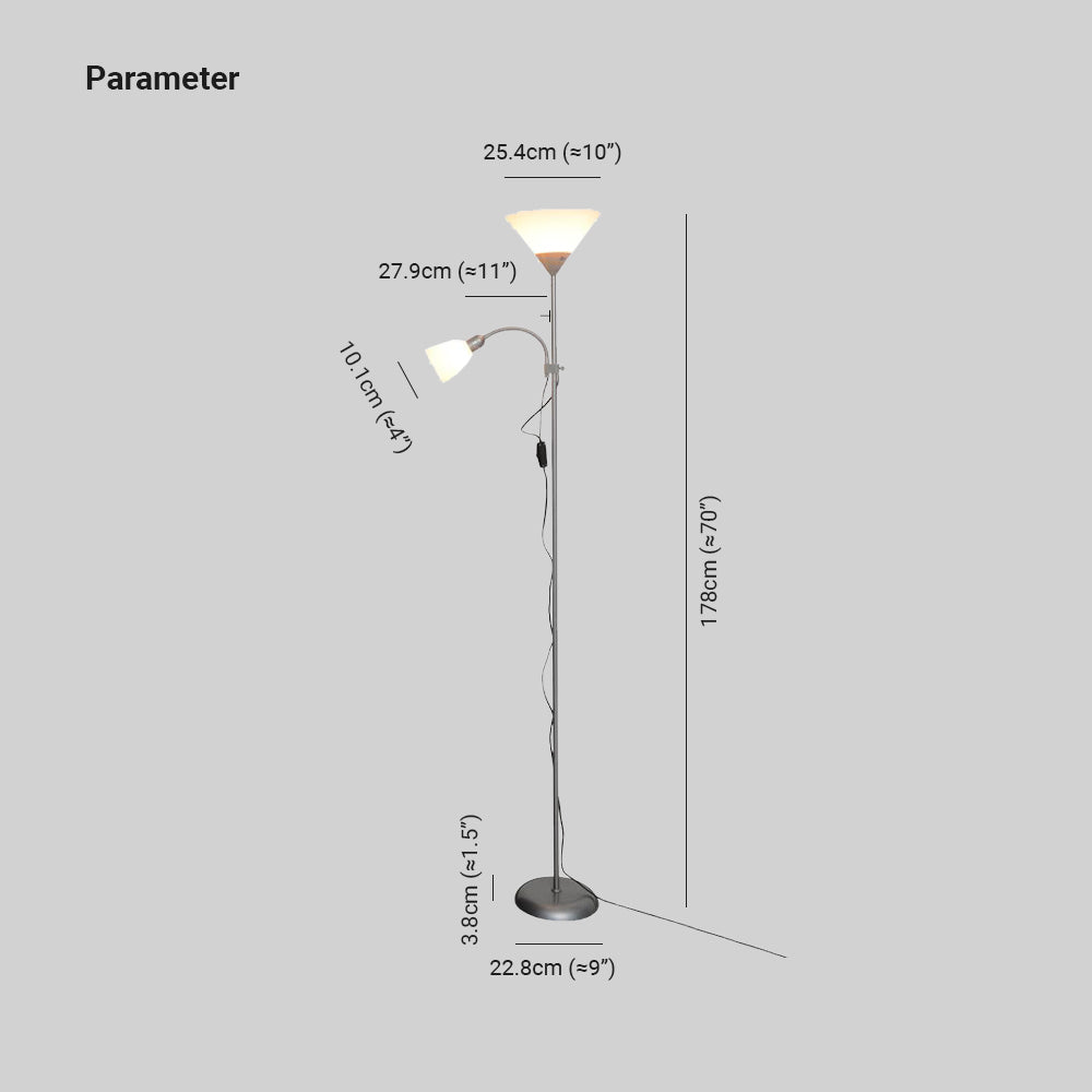 Eryn Modern Double Head Metal Acrylic Floor Lamp, Silver - Cueteks