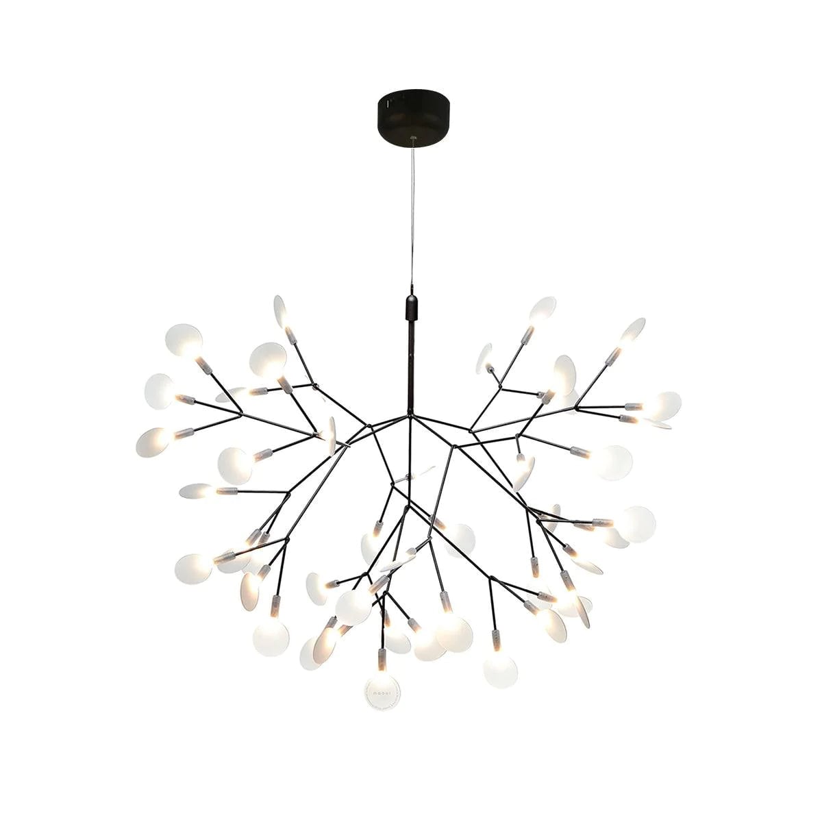 Black branched chandelier with ceiling canopy
