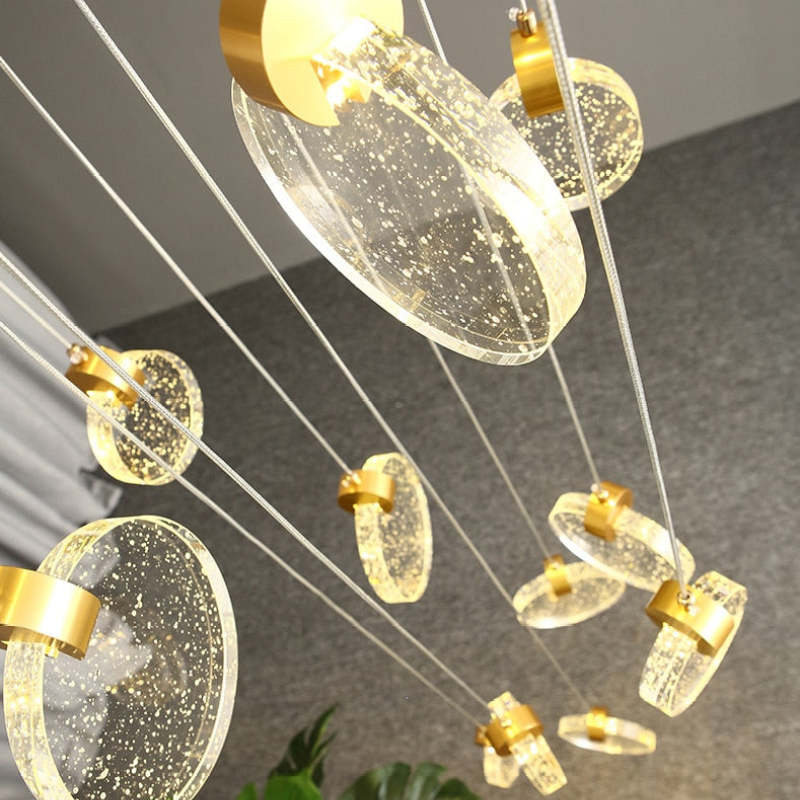 Kristy Minimalist Round  Metal/Crystal Chandelier, Gold - Cueteks