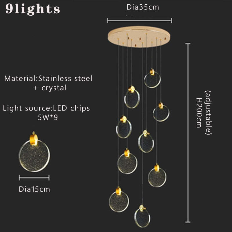 Kristy Minimalist Round  Metal/Crystal Chandelier, Gold - Cueteks
