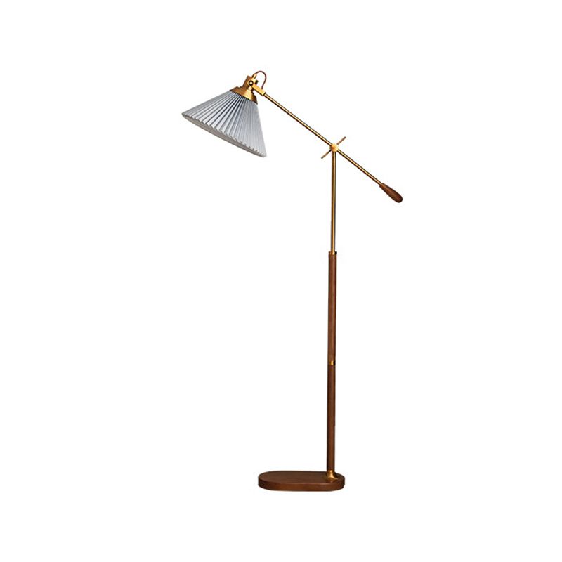 Ozawa Floor Lamp Pleated Retro, Metal/Wood, Living Room - Cueteks