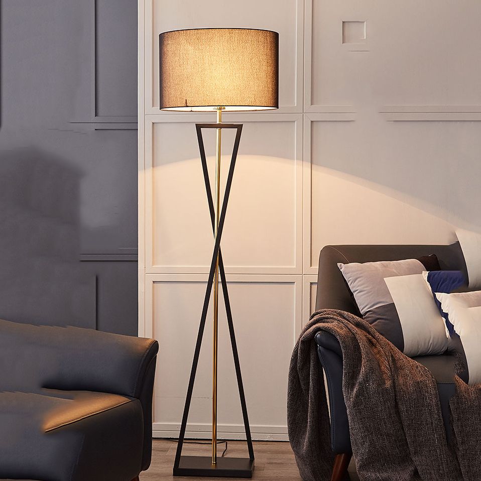 Eryn Retro Cylinder Tripod Metal  Fabric Multi Color Floor Lamp - Cueteks