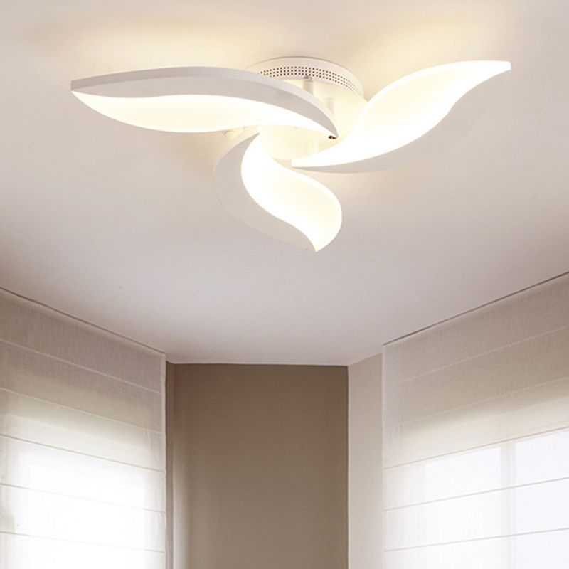 Hana three-light ceiling fixture with three broad curved petals
