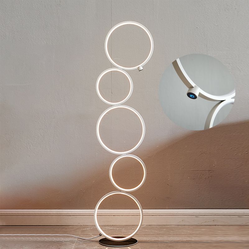 Arisha Nordic Modern Ring Floor Lamp, Black/White - Cueteks