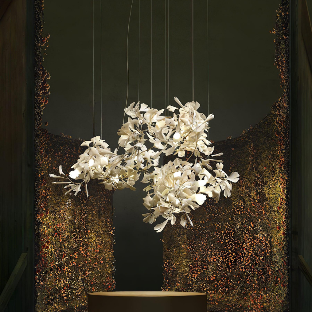 Olivia Modern Leaf Chandelier Metal/Ceramic Bedroom/Living Room - Cueteks