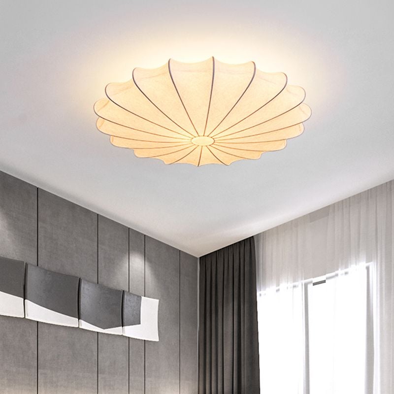 Renée Modern Elagant Round Metal/Fabric Flush Mount Ceiling Light, White - Cueteks