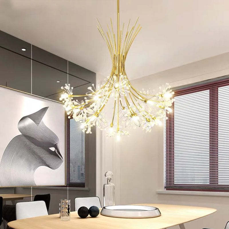 Lily Modern Art Deco Crystal Sputnik Chandelier, Black/Gold - Cueteks