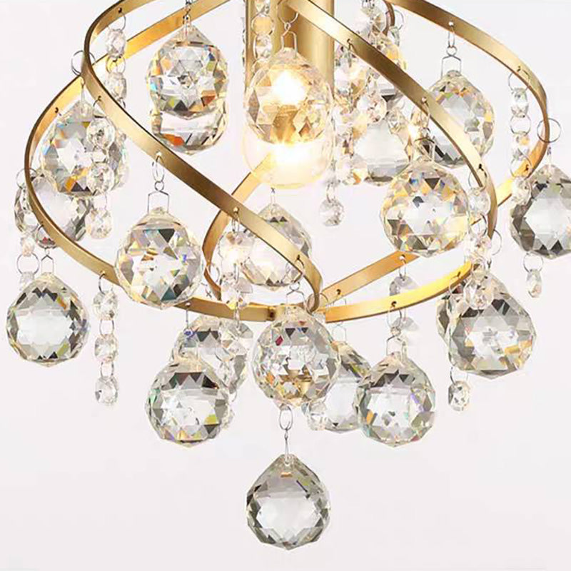 Marliyn Luxury Globe Crystal Semi-Flush Mount Ceiling Light, Brass - Cueteks
