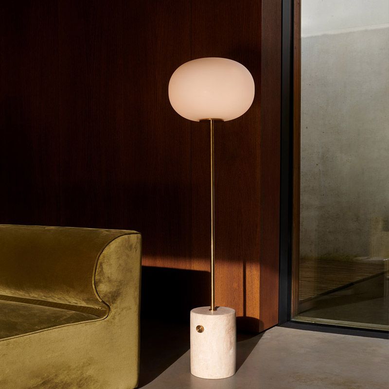 Valentina Modern Globe Metal Marble Floor Lamp, Black/Brass - Cueteks