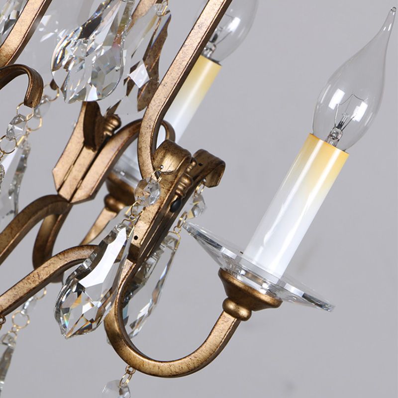 Silva Vintage Luxury Candle Crystal/Metal Chandelier, Gold - Cueteks