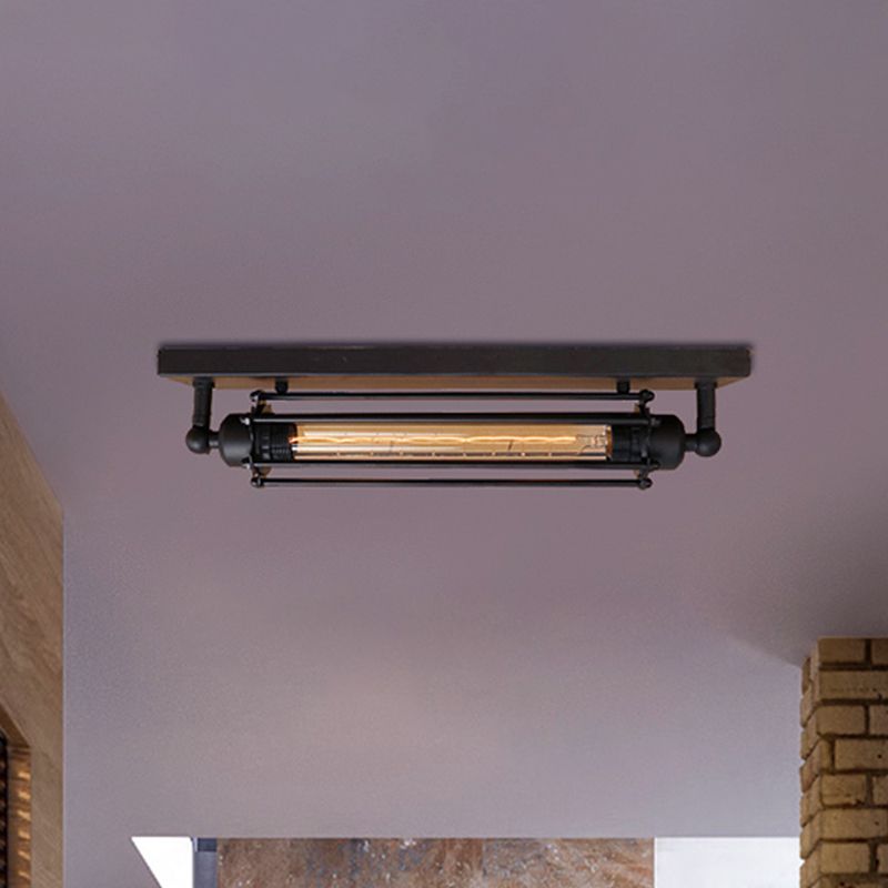 Orr Industial Rectangular Metal/Glass Wall Lamp, Black - Cueteks