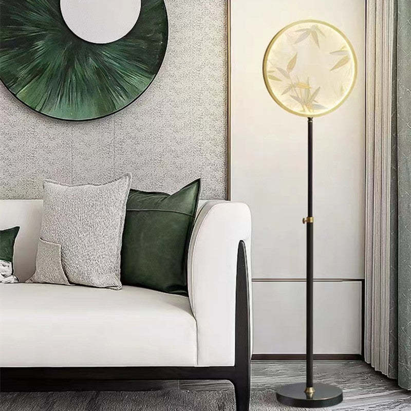 Jade Zen Artistic Circle Floor Lamp, Metal/Glass - Cueteks