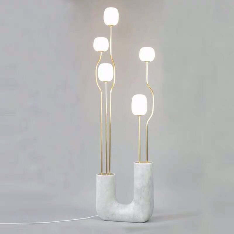 Russo Artistic Ball Glass Metal Floor Lamp, Black/White - Cueteks