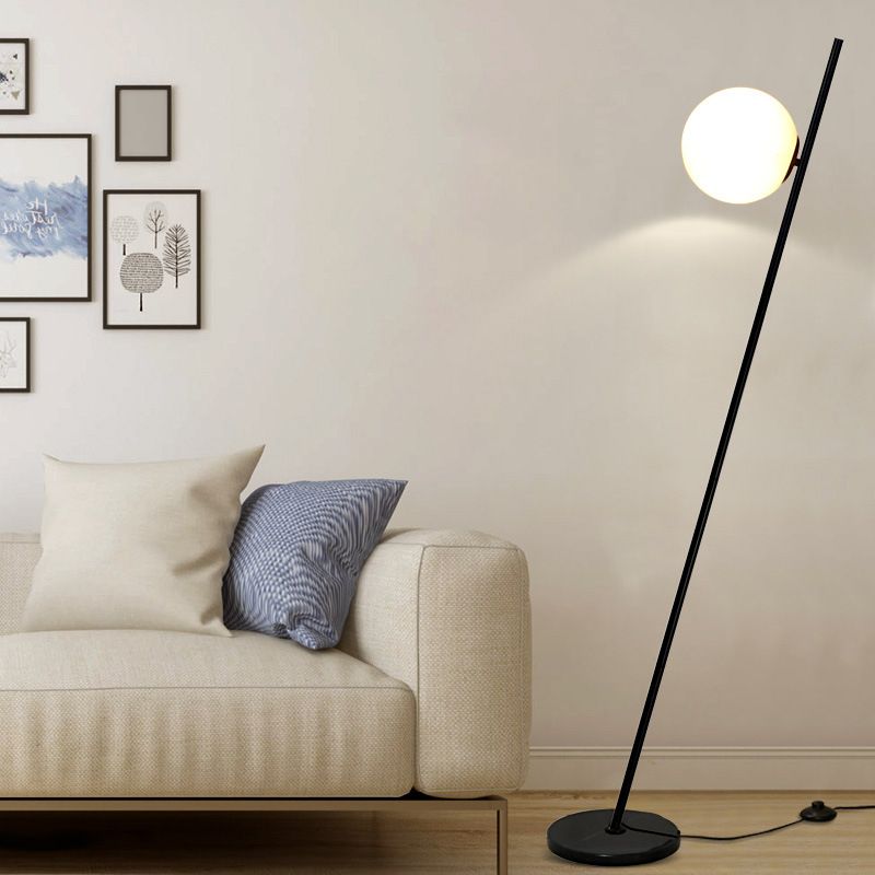 Valentina Minimalistic Black Orb Linear Floor Lamp, Living room - Cueteks