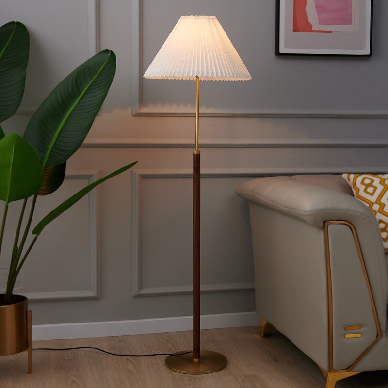 Ozawa Simple Walnut/Metal/Fabric, Table/Floor Lamp, Living Room - Cueteks