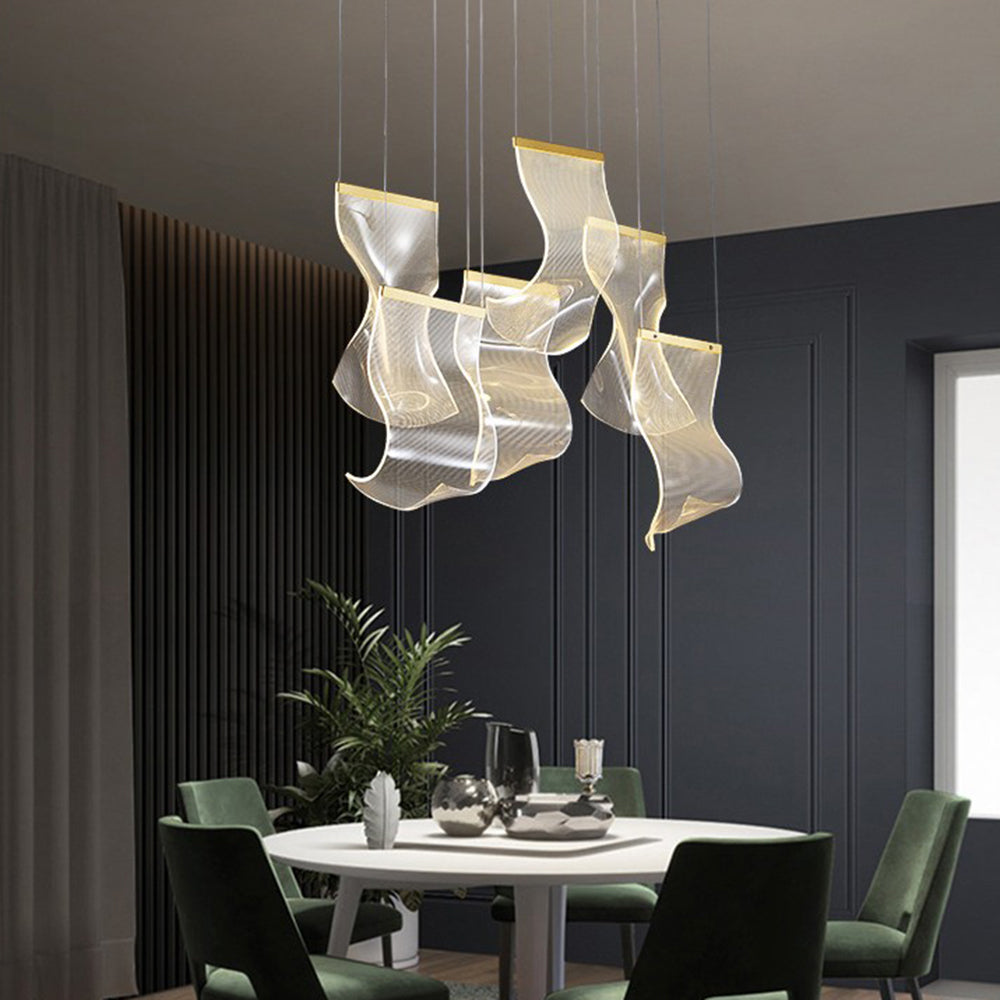 Marylin Artistic Acrylic Silk Chandelier, Gold - Cueteks