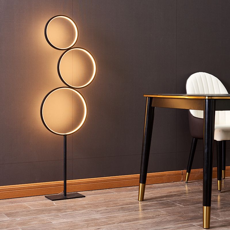 Arisha Nordic Modern Ring Floor Lamp, Black/White - Cueteks