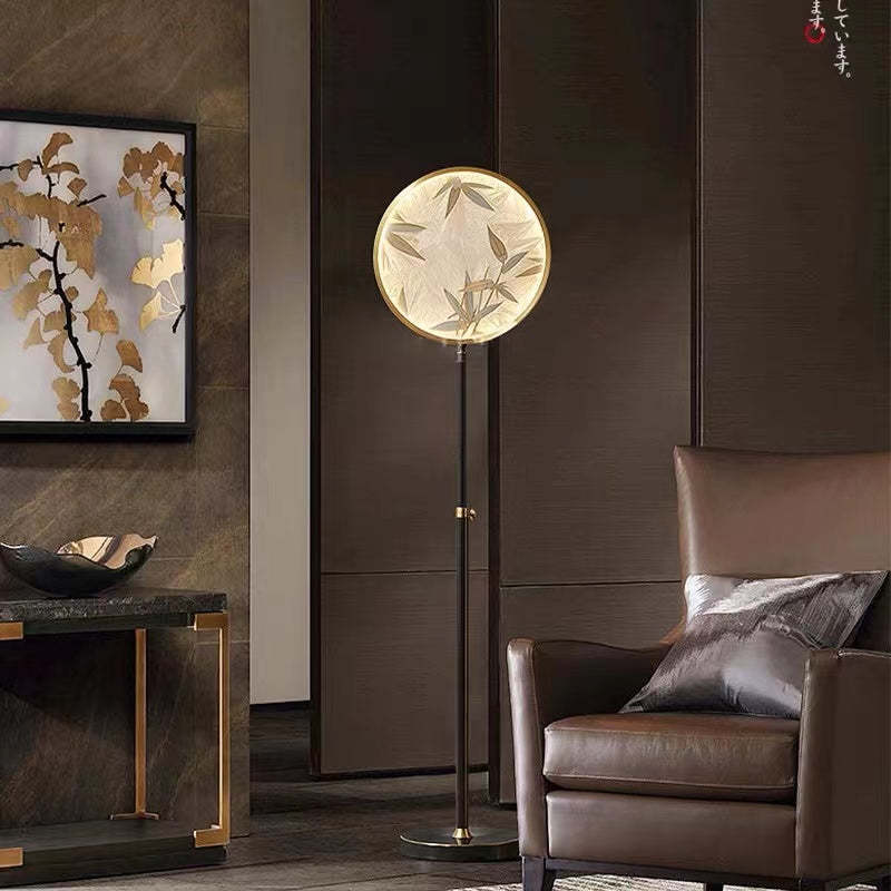 Jade Zen Artistic Circle Floor Lamp, Metal/Glass - Cueteks