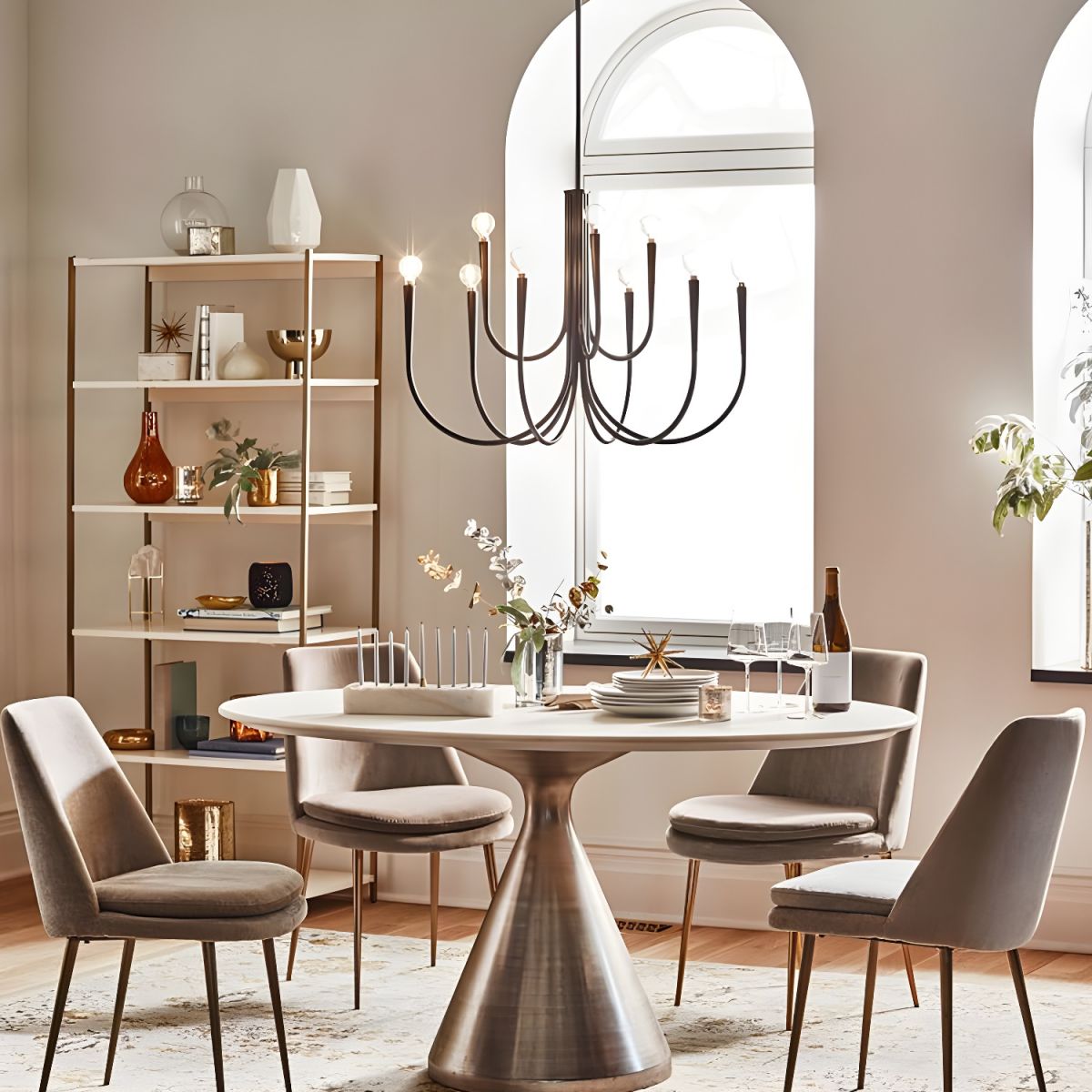 Hailie Modern Minimalist Chandelier Dinning Room, Black/Gold - Cueteks
