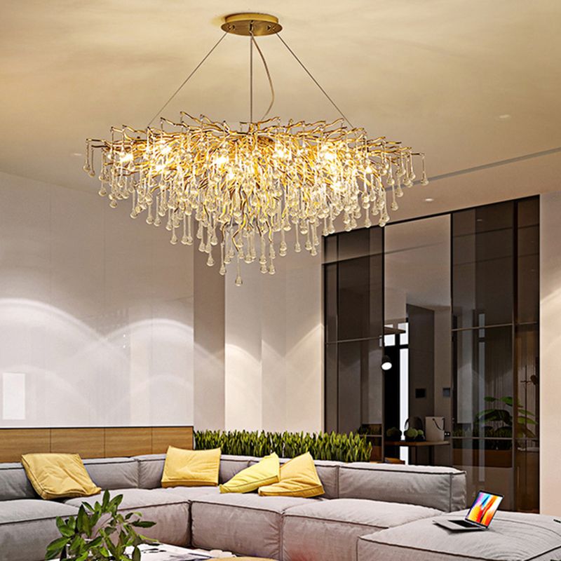 Colon Pendant Light Tassel Luxury, Metal/Crystal, Gold, Bedroom - Cueteks