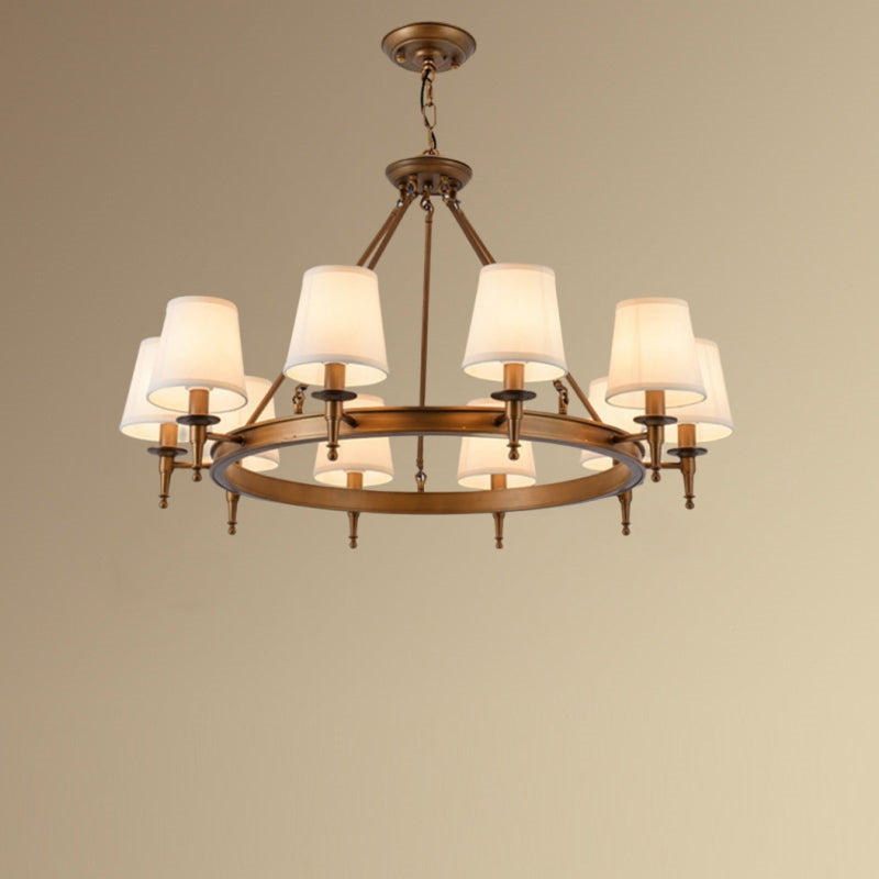 Alessio Vintage Ring Metal/Fabric Chandelier, Black/Copper - Cueteks