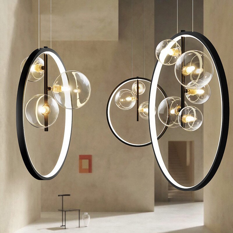 Nordic Glass Bubbles LED Modern Pendant Light For Dining Room - Cueteks