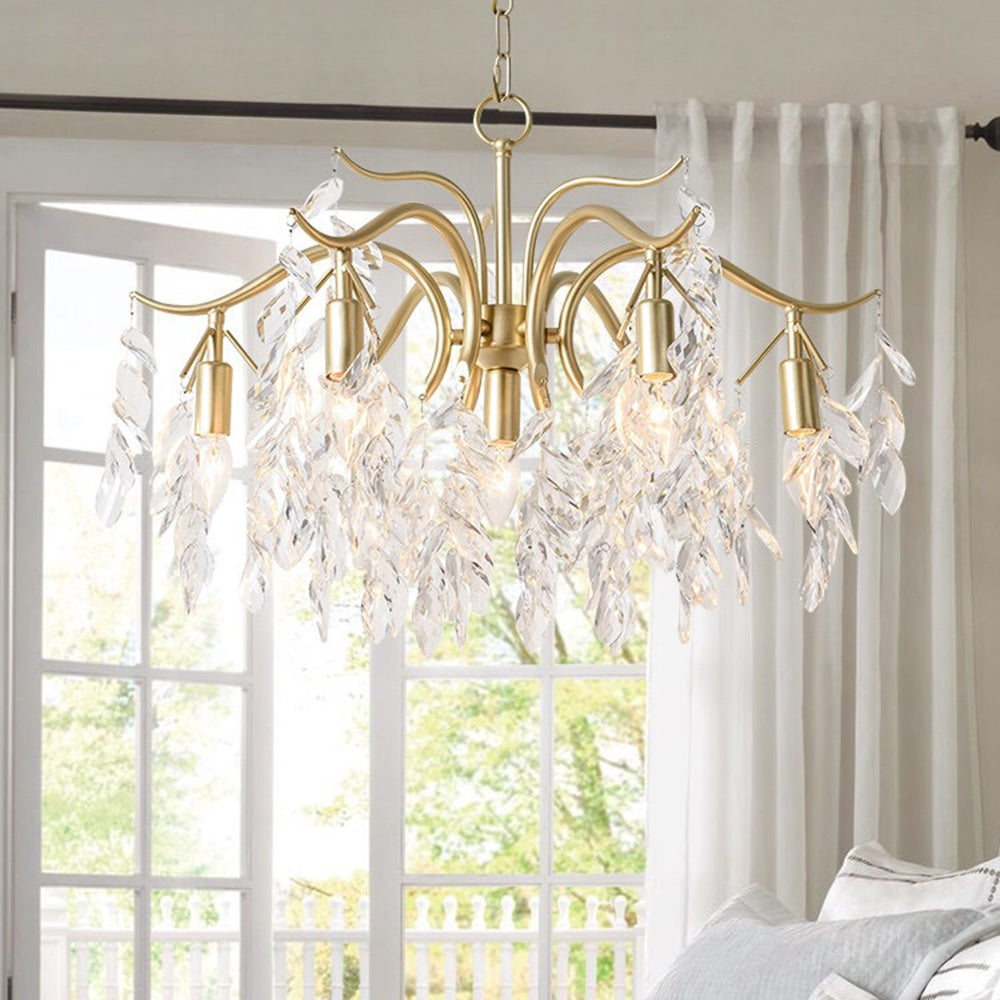 Marilyn Modern Crystal Metal Luxury Chandelier Black Gold Living Room - Cueteks
