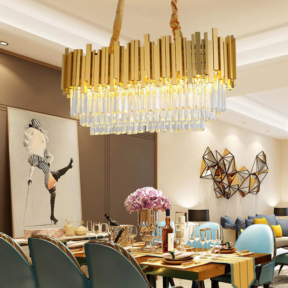 Marilyn Nordic Postmodern Luxury Gold Crystal Chandelier for Dining Room & Living Room - Cueteks