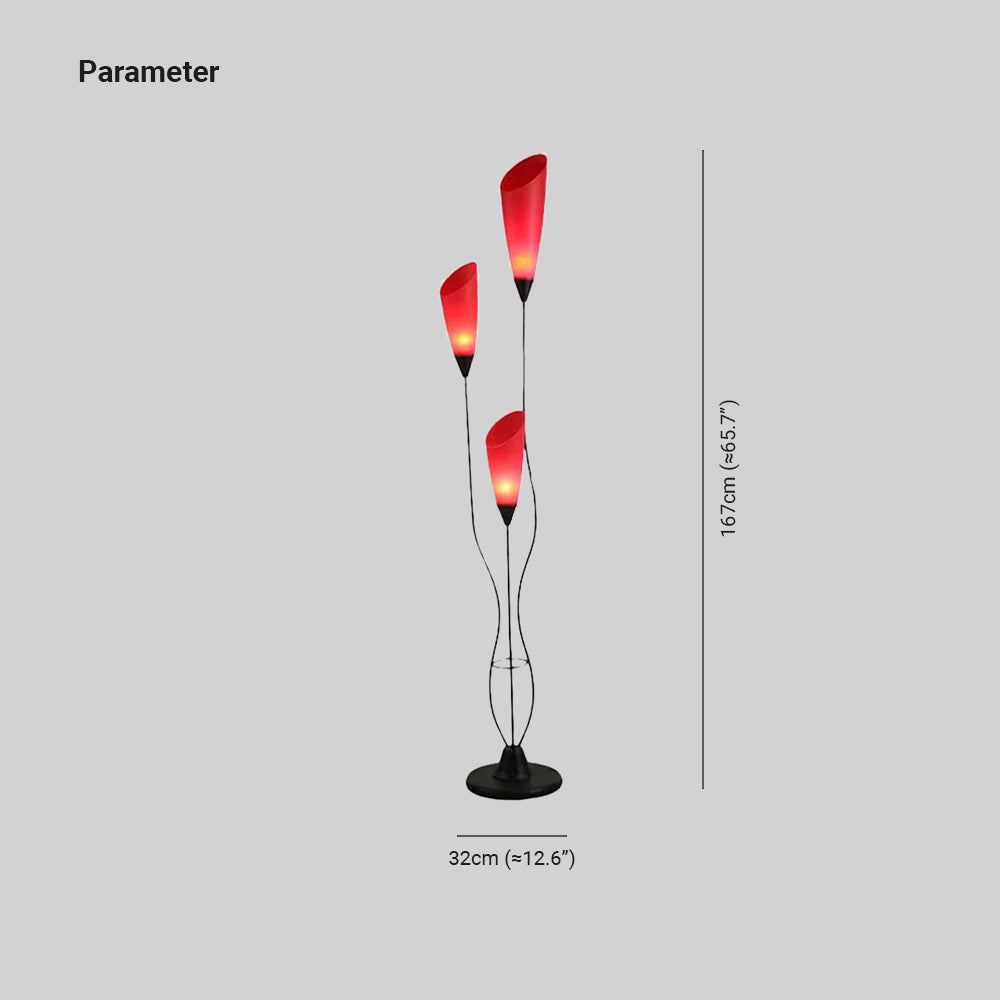 Bella Torchiere Multi Bulb Metal/Acrylic Floor Lamp, Red - Cueteks