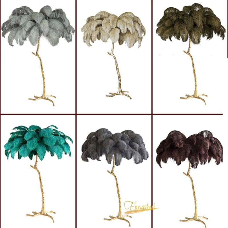 O'Moore Nordic Luxury Unique Ostrich Feather Floor Lamp/Table Lamp - Cueteks