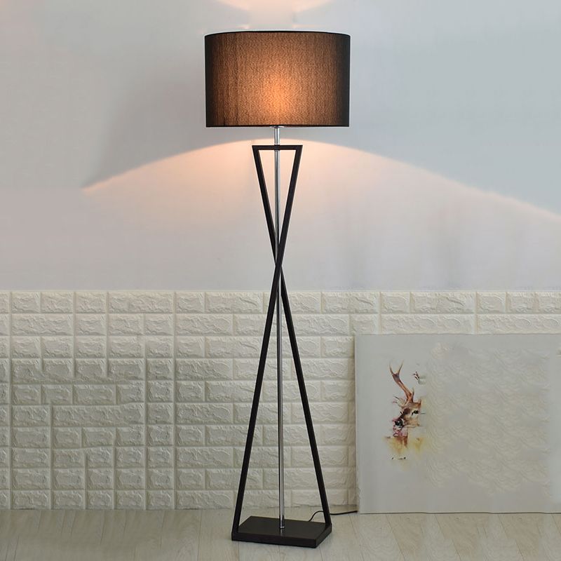 Eryn Retro Cylinder Tripod Metal  Fabric Multi Color Floor Lamp - Cueteks