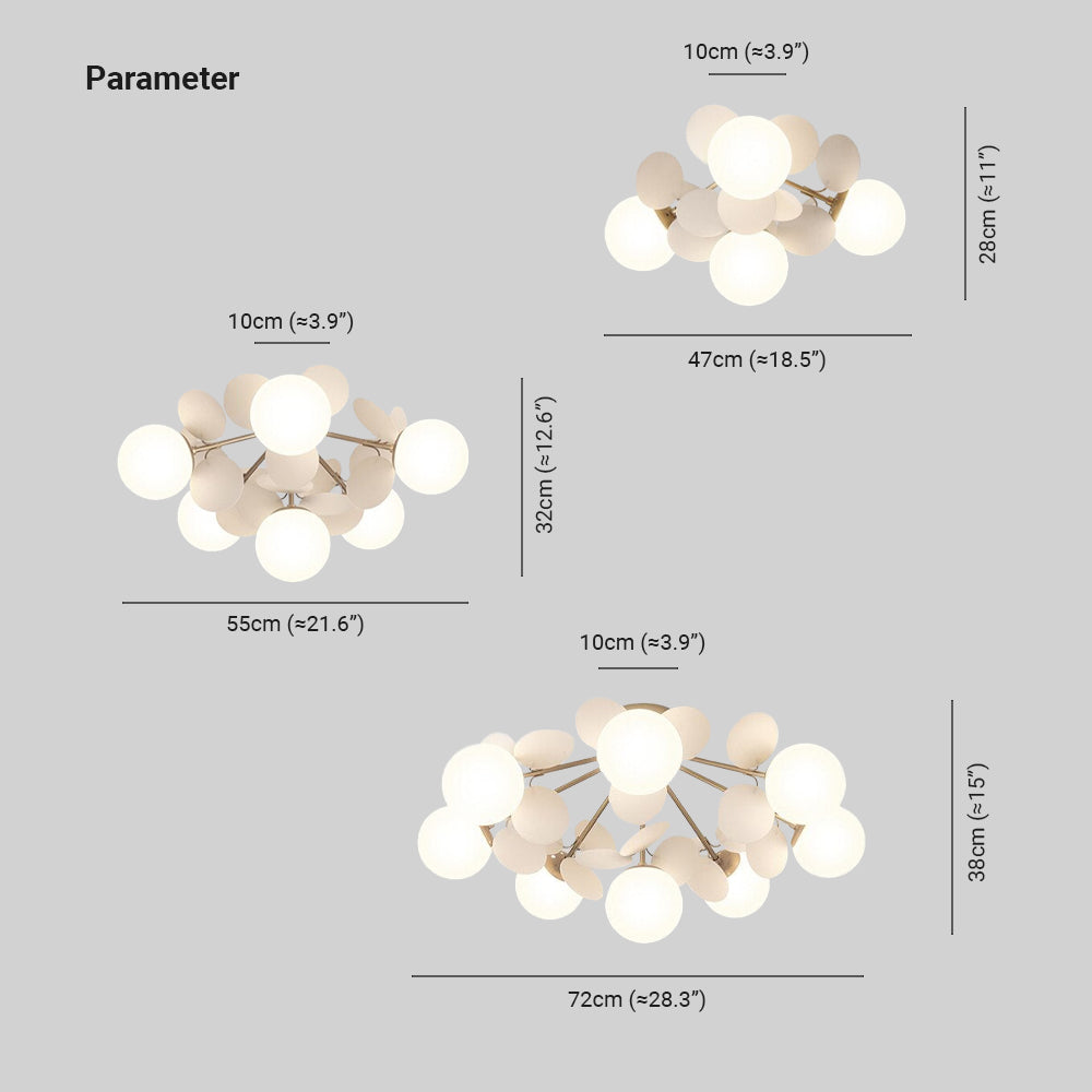 White Jevon compact layout drawings: 47 by 28, 55 by 32 and 72 by 38 cm, with 10 cm ceiling canopies.