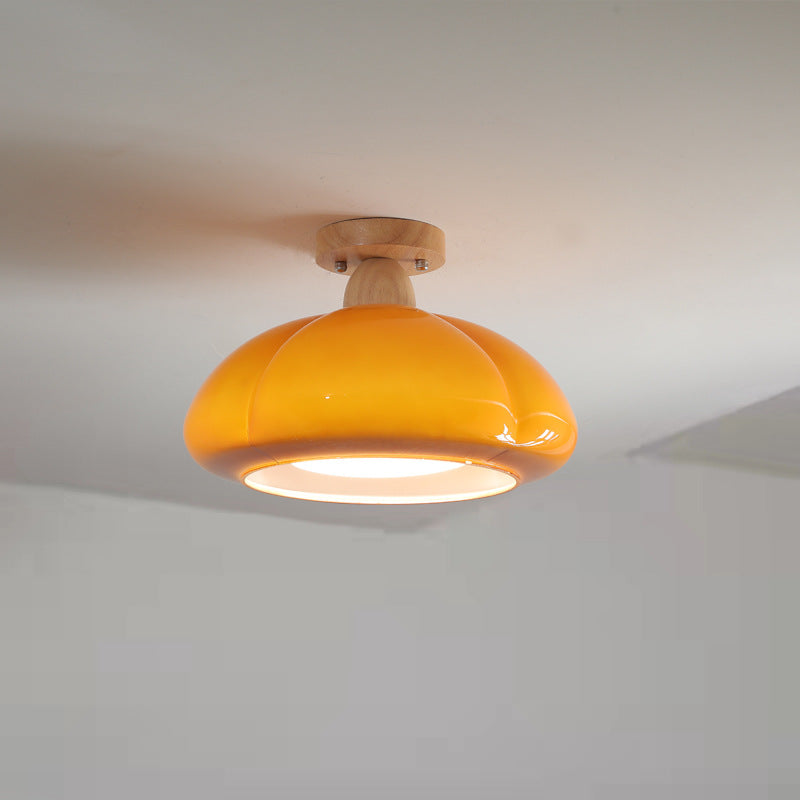 Hailie Modern LED Pumpkin Creativity Ceiling Light Glass Wood Aisle/Hallway/Bedroom/Living Room - Cueteks