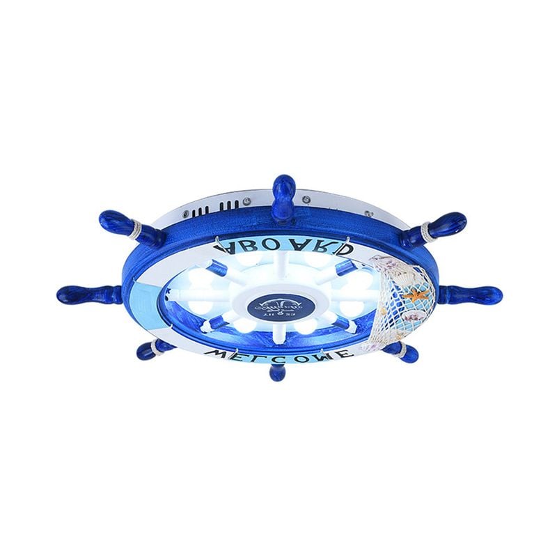 Quinn Modern Rudder Metal Flush Mount Ceiling Light White/Blue Bedroom - Cueteks