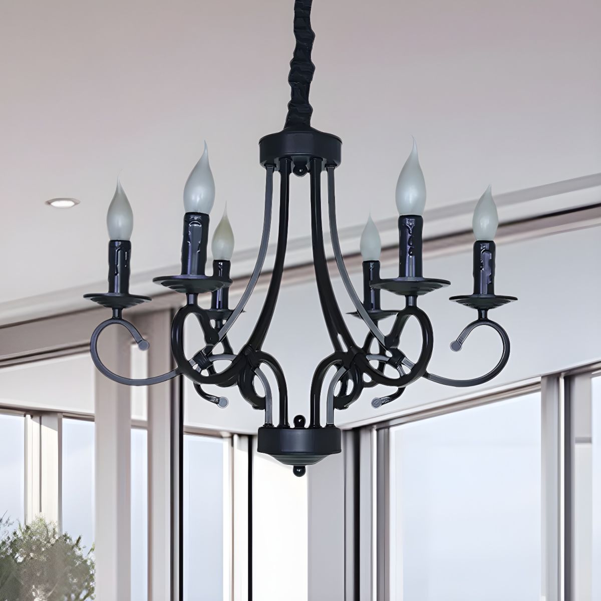 Silva Vintage Mental Candle Chandelier, Black - Cueteks