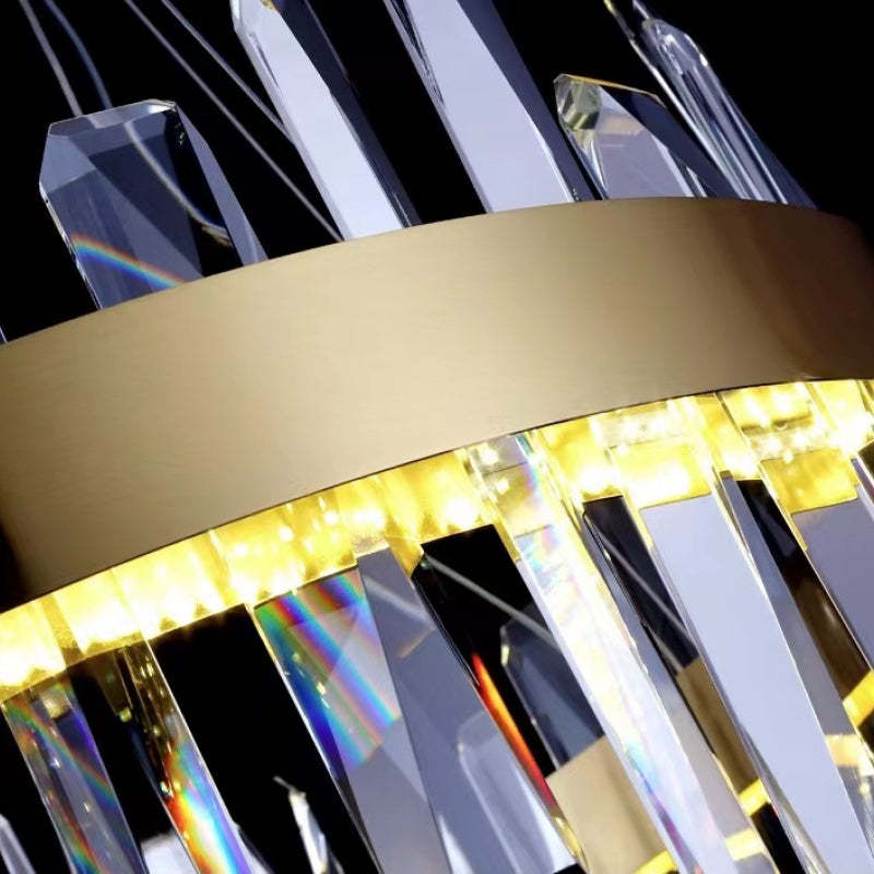 Marylin Modern Crystal Ring Chandelier, Stainless Steel & Crystal - Cueteks