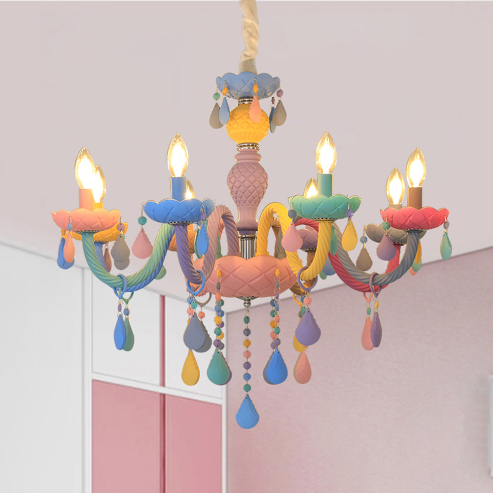 Morandi Modern Metal Colorful Chandelier for Children's Room, Living Room - Cueteks