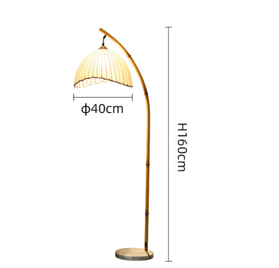 Ozawa Vintage Bamboo Shape Metal/Fabric Floor Lamp White - Cueteks