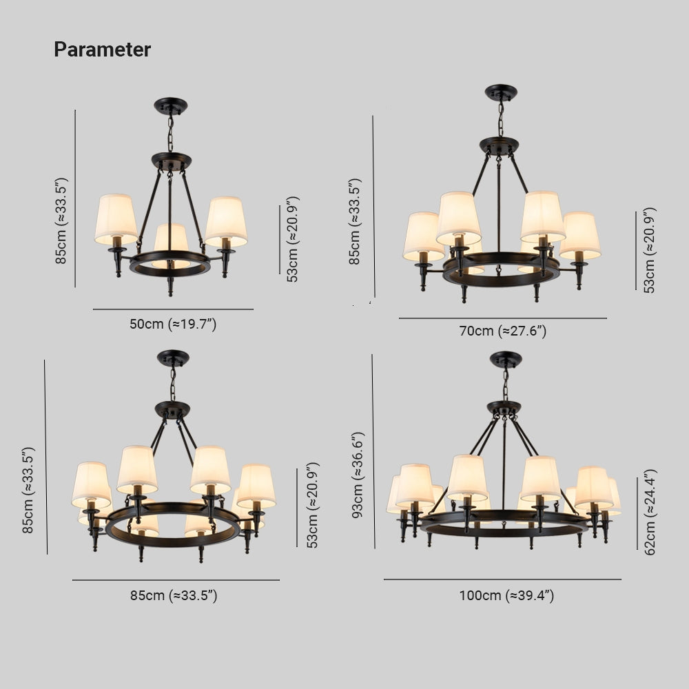 Alessio Vintage Ring Metal/Fabric Chandelier, Black/Copper - Cueteks