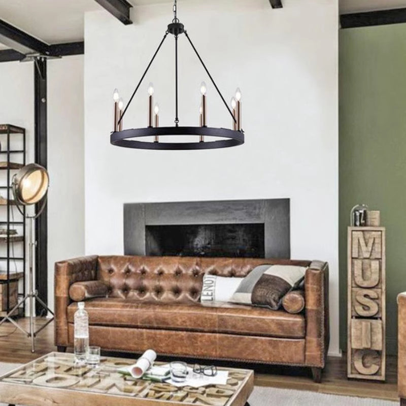 Silva Modern Industrial LED Chandelier Black Metal  Living Room - Cueteks
