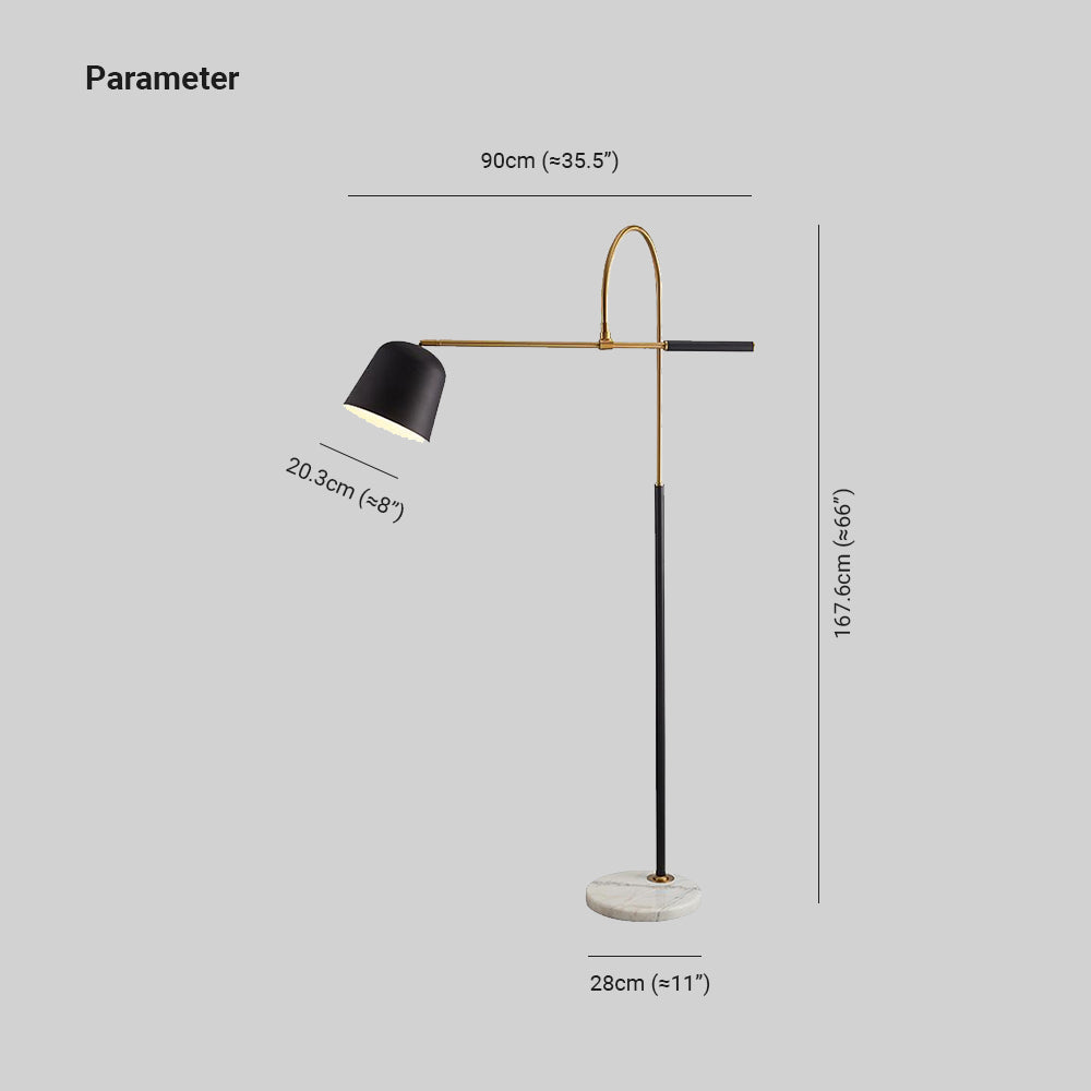 Salgado Modern Arc Bowl Metal Floor Lamp, Black/White - Cueteks