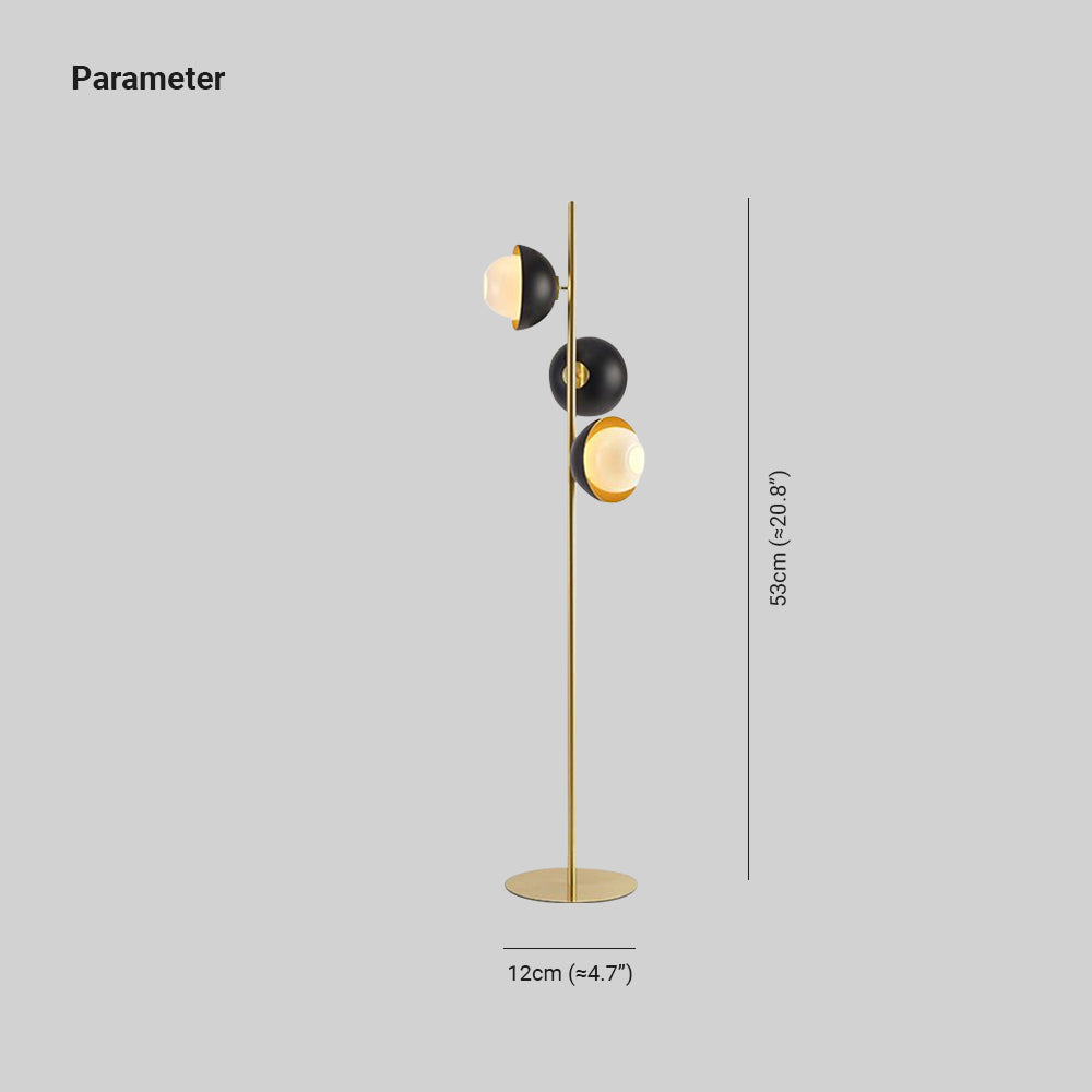 Salgado Black & Gold Semicircle Floor Lamp, 3 Heads, Metal, 53" - Cueteks