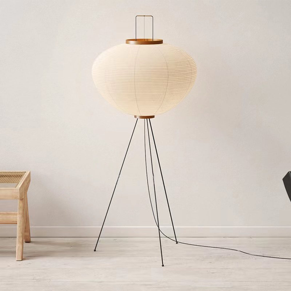 Renée Minimalist Tripod Lantern Paper Floor Lamp White - Cueteks