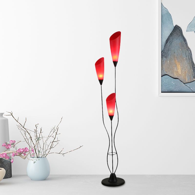 Bella Torchiere Multi Bulb Metal/Acrylic Floor Lamp, Red - Cueteks