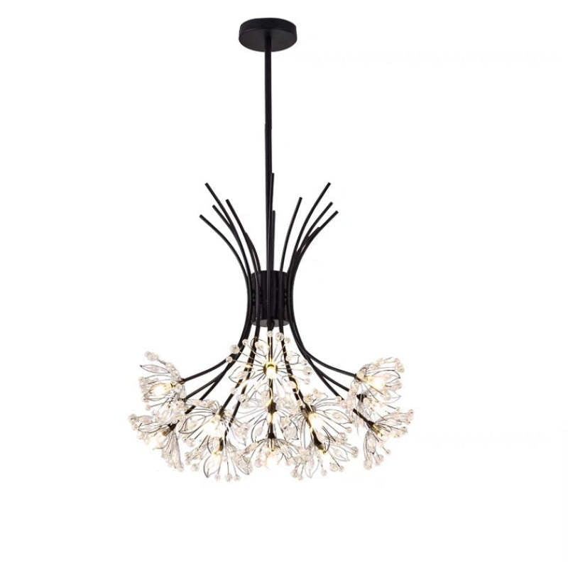 Lily Modern Art Deco Crystal Sputnik Chandelier, Black/Gold - Cueteks