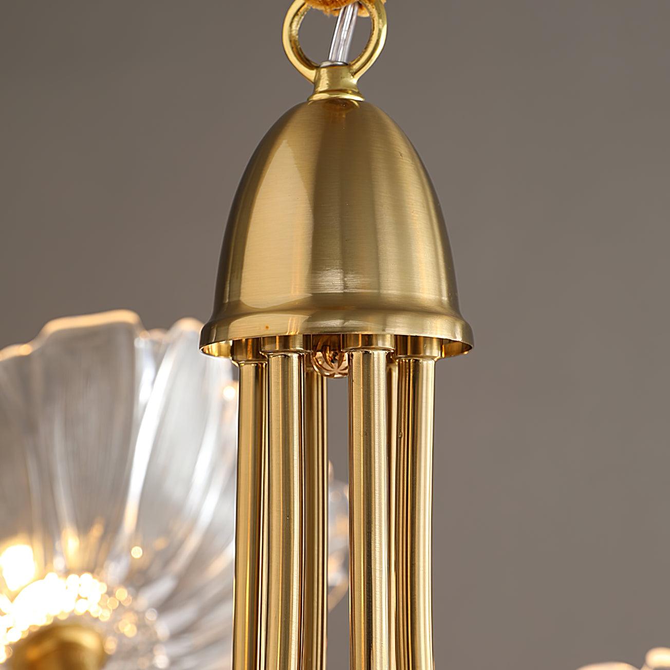 Gold-coloured upper cap and vertical rods