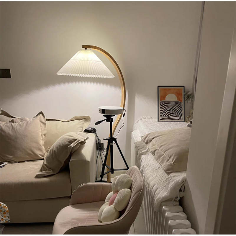 Ozawa Unique LED Beige Floor Lamp Wood/Metal Bedroom/Living Room - Cueteks