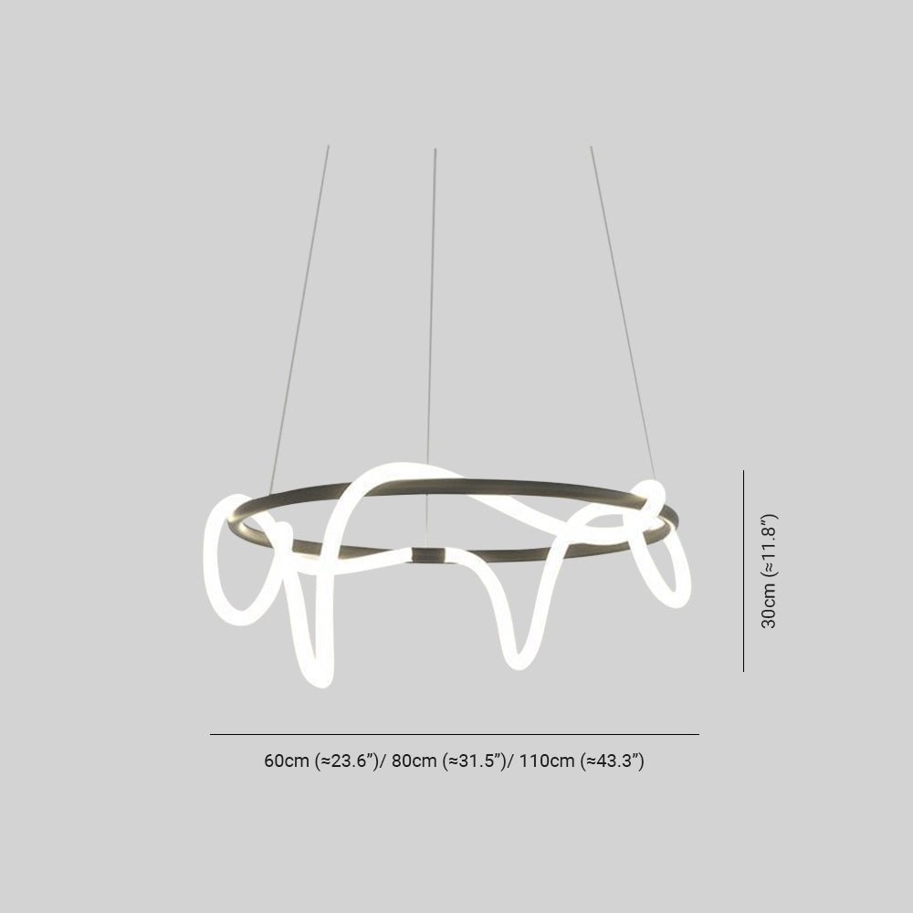 Louise ring drawing: diameters 60, 80 or 110 cm, about 23.6, 31.5 or 43.3 inches, with 30 cm light-body height excluding suspension.