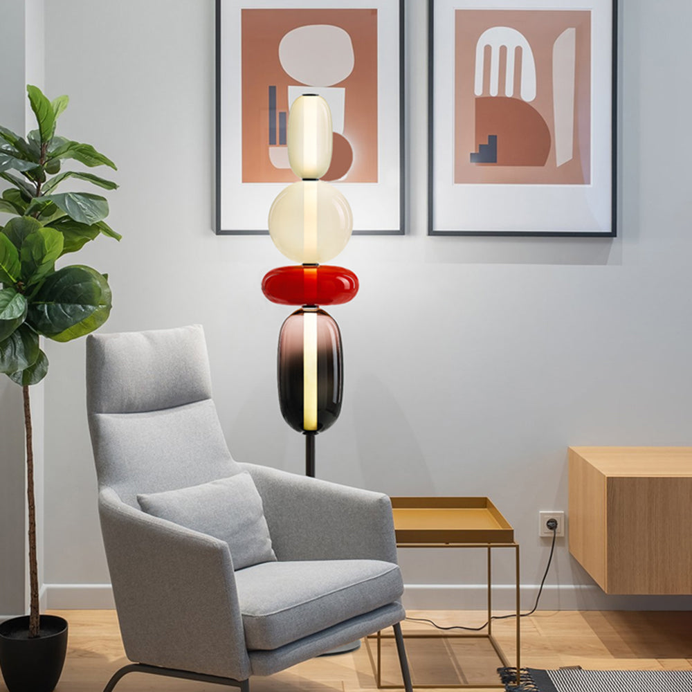 Morandi Modern Creative Man Metal/Glass Floor lamp, White/Black/Red - Cueteks