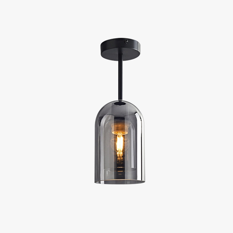 Sanna Modern Cylinder Semi-Flush Mount Clear Glass Ceiling Light, Cognac/Gray - Cueteks